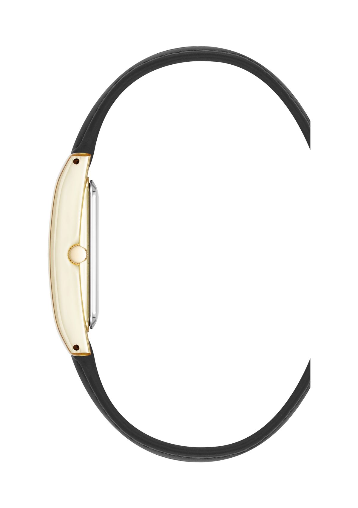 Quartz Rectangular Roman Numeral Black Faux Leather and Gold Tone Alloy Metal Watch