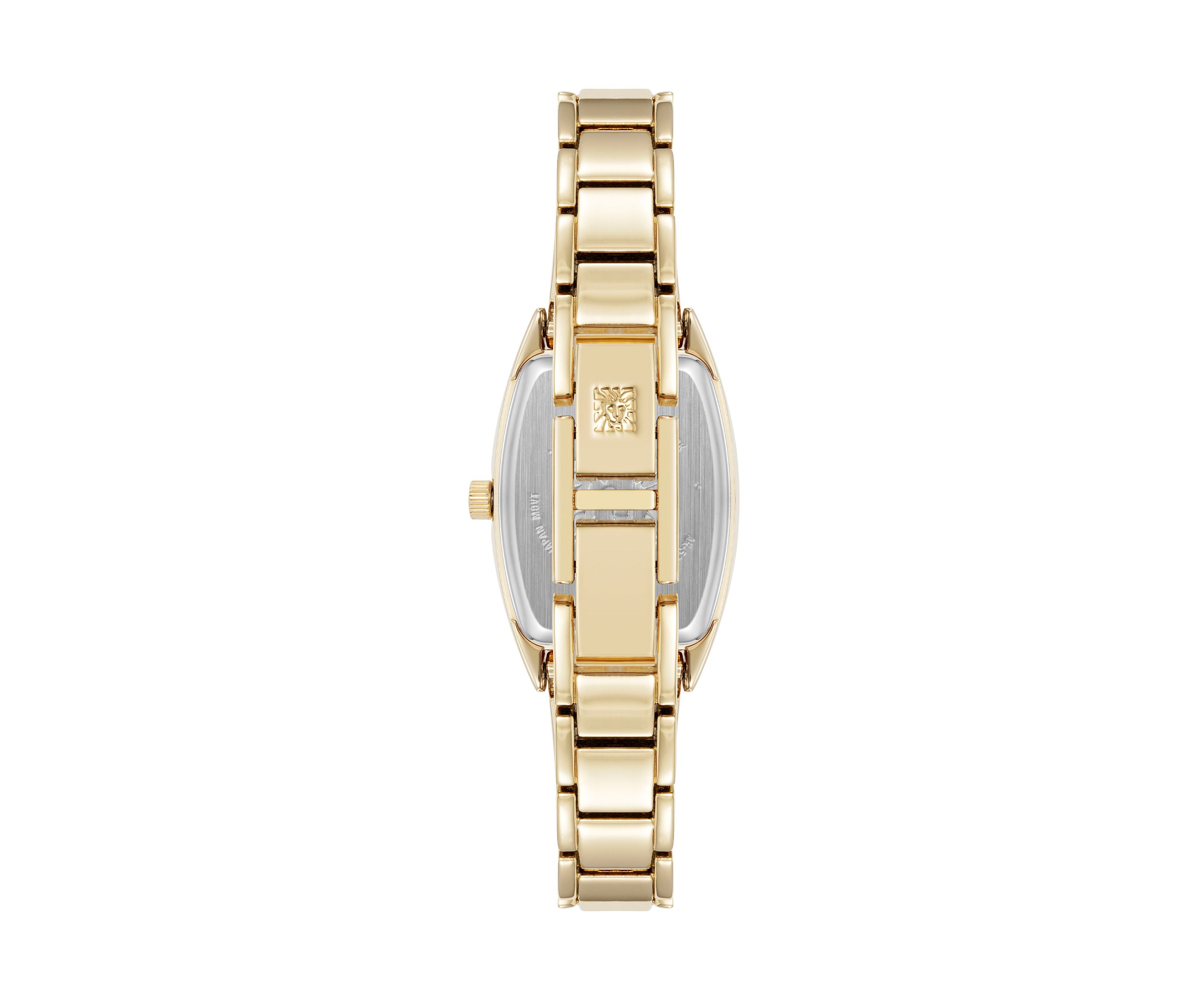 Quartz Cushion Black Enamel with Gold-Tone Metal Alloy Bangle Watch