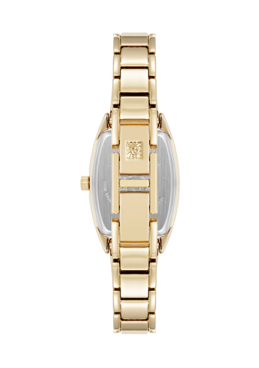 Quartz Cushion Black Enamel with Gold-Tone Metal Alloy Bangle Watch