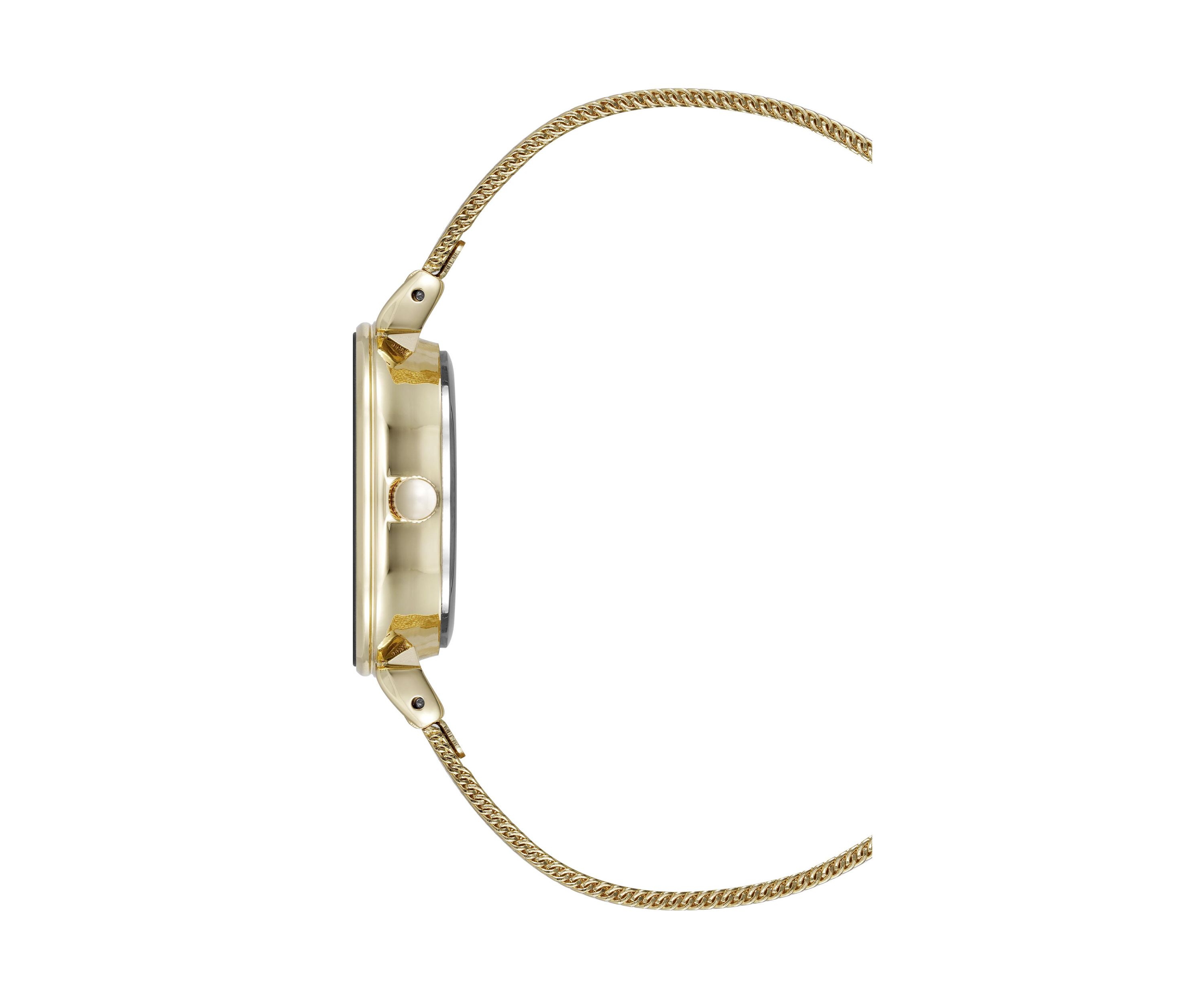 Quartz Premium Round Gold-Tone Stainless Steel Mesh Watch