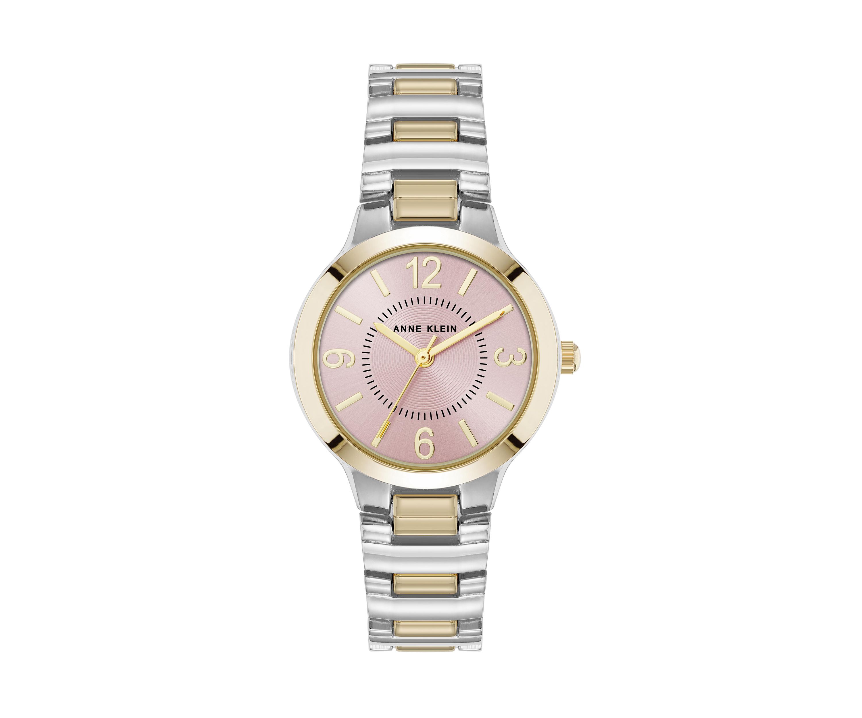 Womens Quartz Essential Round Two Tone Metal Alloy and Pink Dial Watch