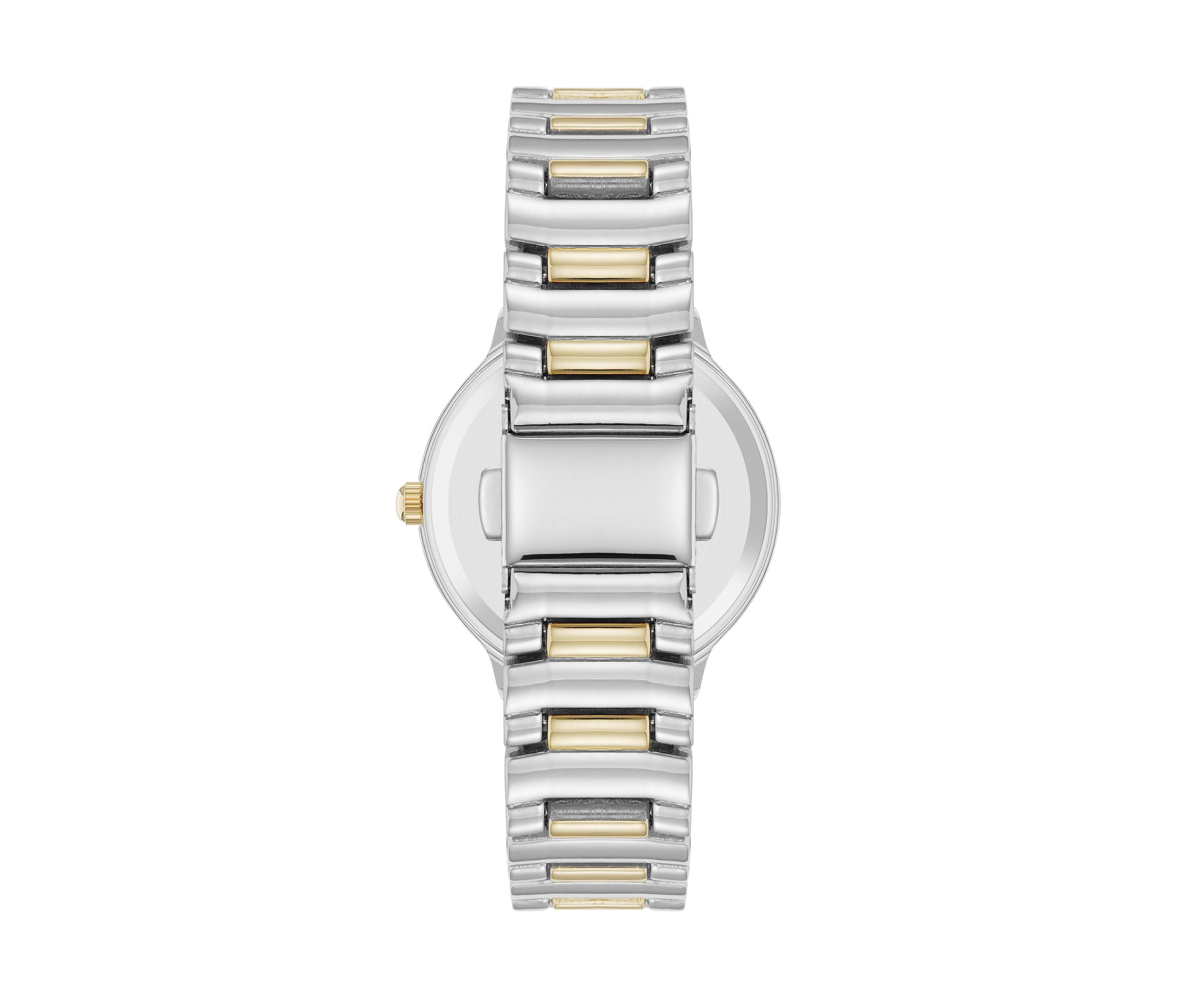 Womens Quartz Essential Round Two Tone Metal Alloy and Pink Dial Watch