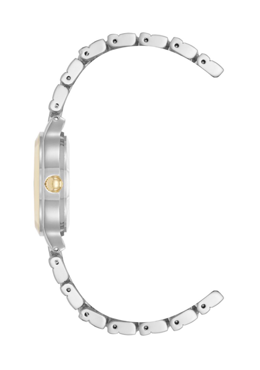 Womens Quartz Essential Round Two Tone Metal Alloy and Pink Dial Watch
