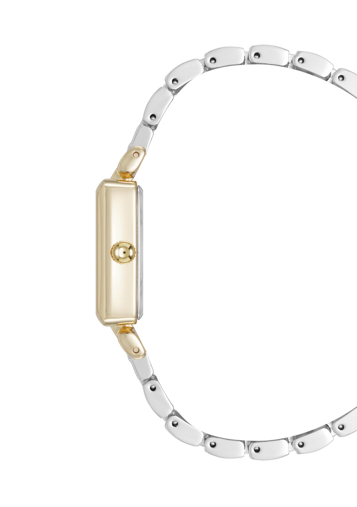 Womens Quartz Rectangular Roman Numeral Two Tone Metal Alloy Watch