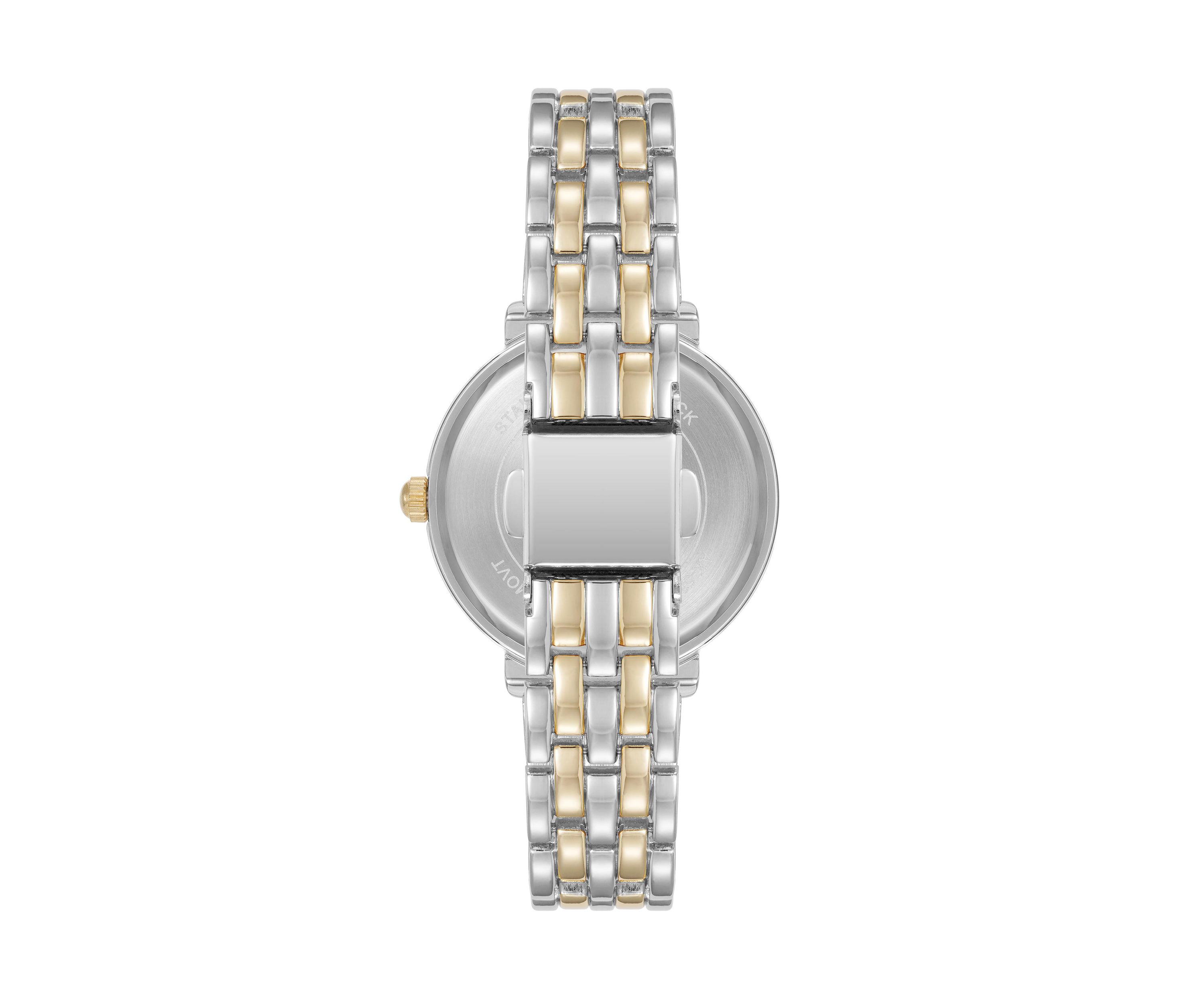 Quartz Round Roman Numeral Two-Tone Metal Alloy Watch