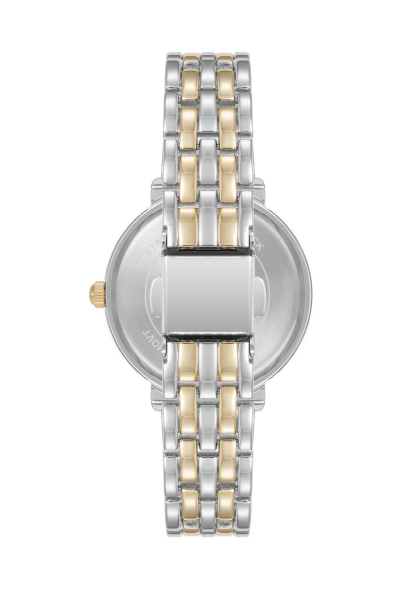 Quartz Round Roman Numeral Two-Tone Metal Alloy Watch