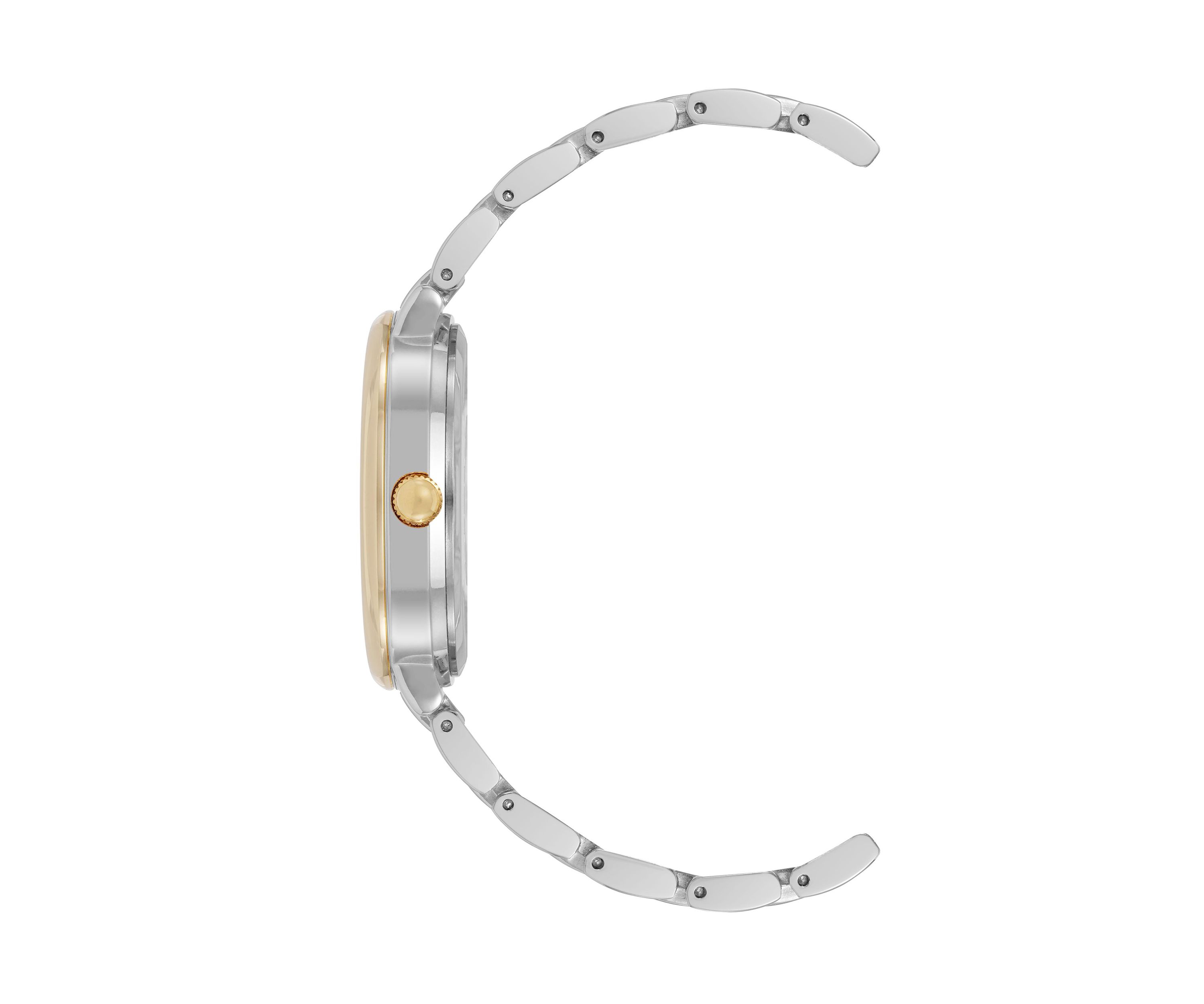 Quartz Round Roman Numeral Two-Tone Metal Alloy Watch