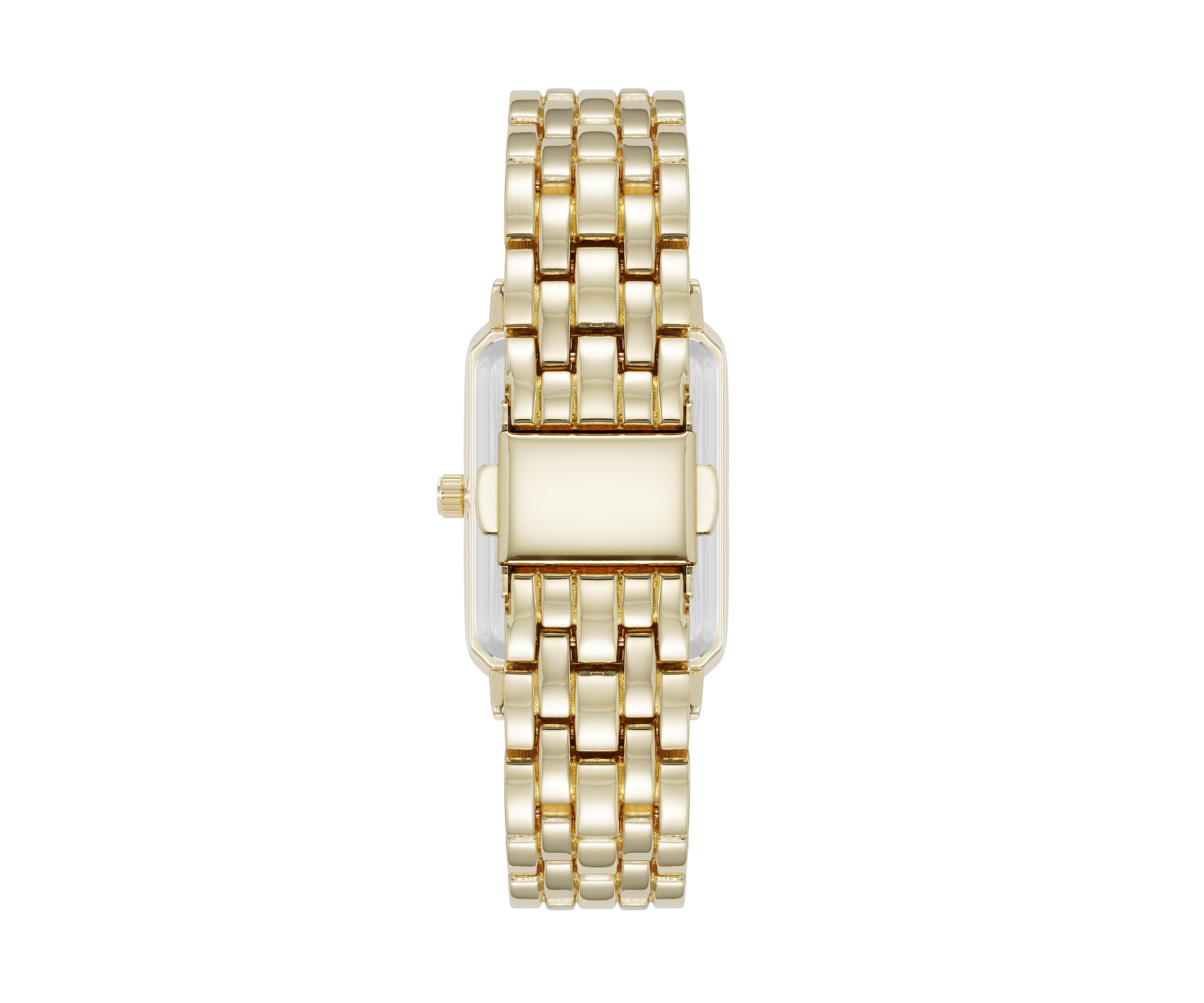 Womens Quartz Rectangular Estate Gold Tone Metal Alloy and Pink Dial Watch