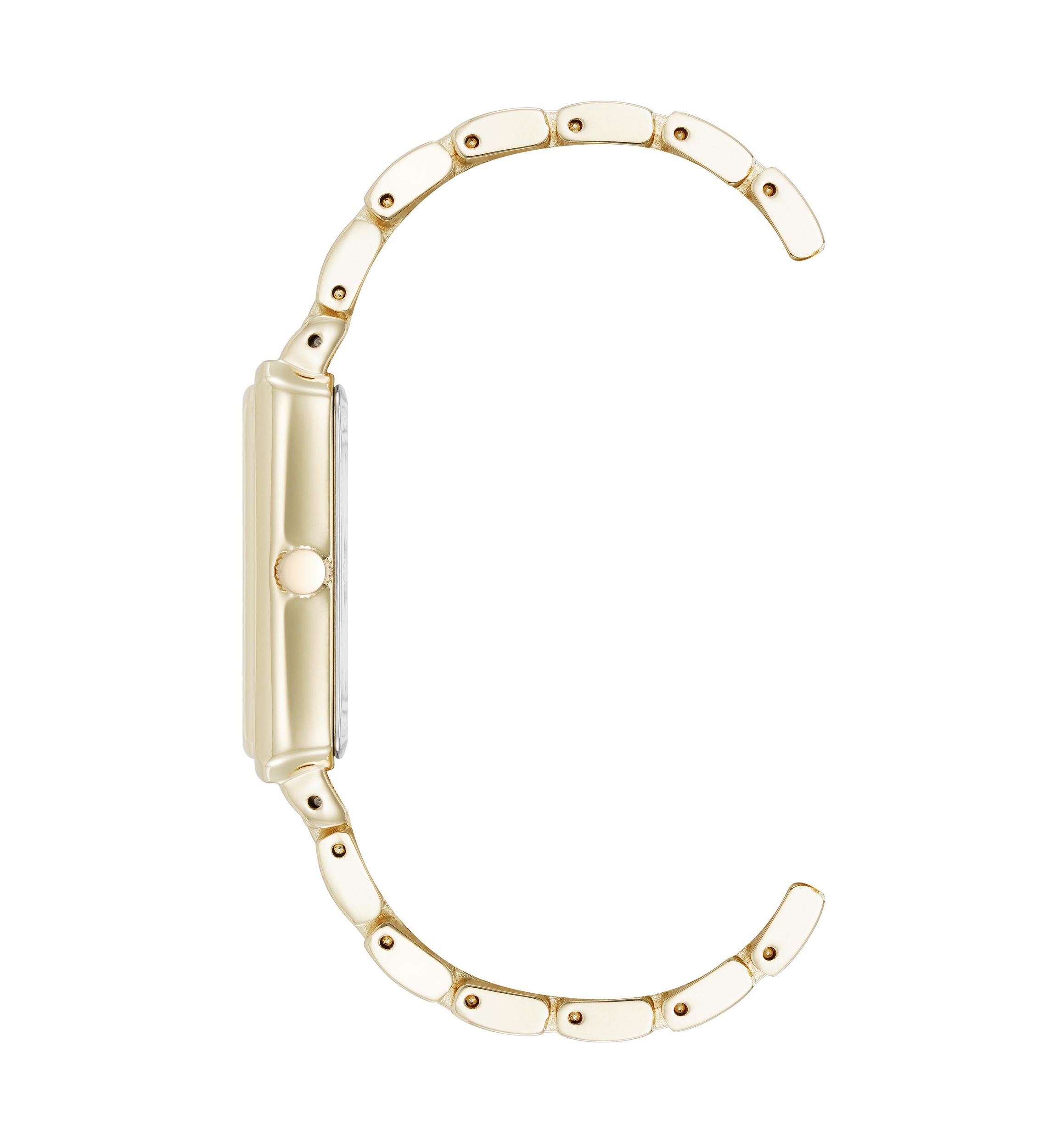 Womens Quartz Rectangular Estate Gold Tone Metal Alloy and Pink Dial Watch