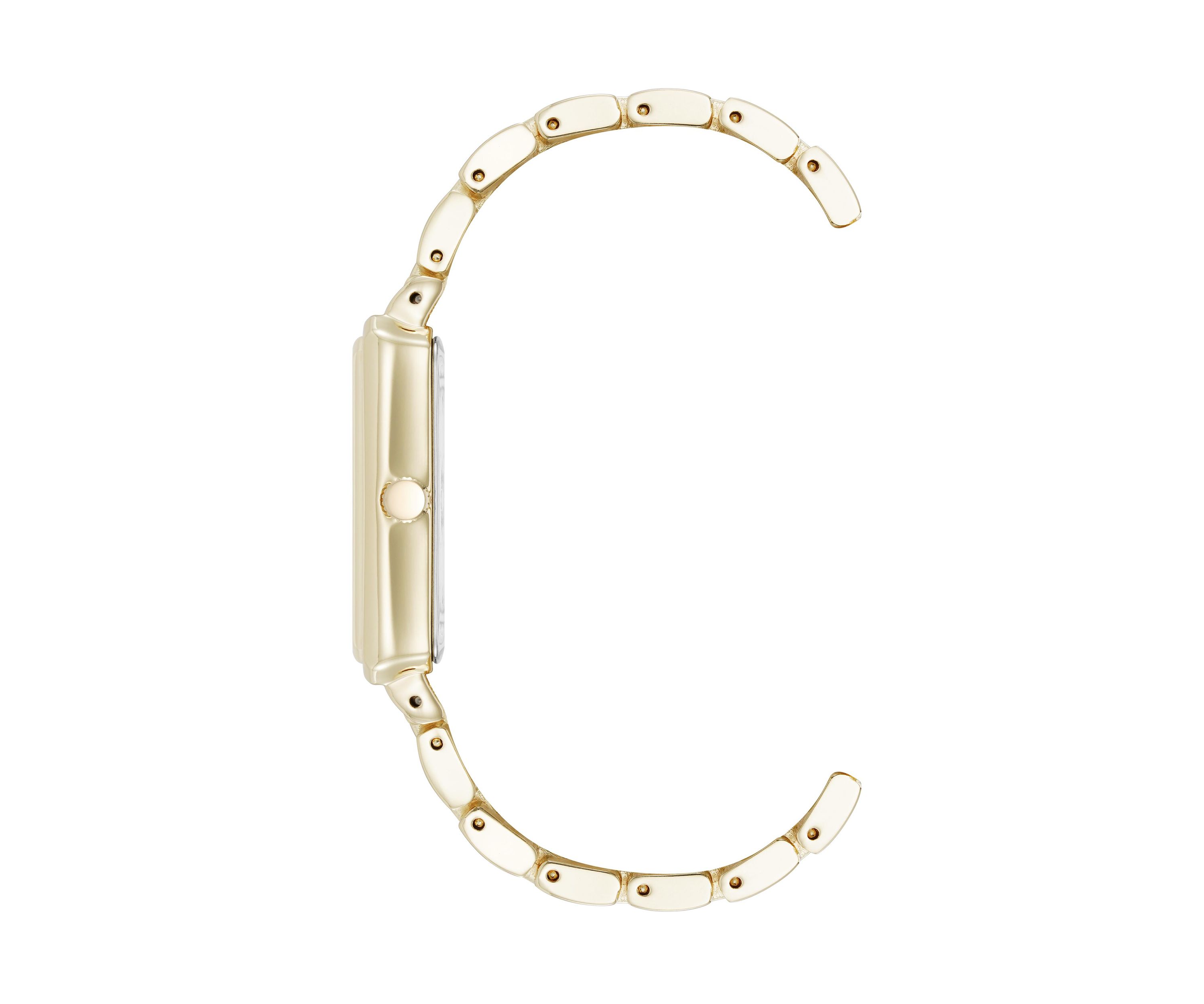 Womens Quartz Rectangular Estate Gold Tone Metal Alloy and Pink Dial Watch