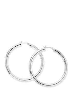 Belk Silverworks Silver Plated Tube Hoop Earrings