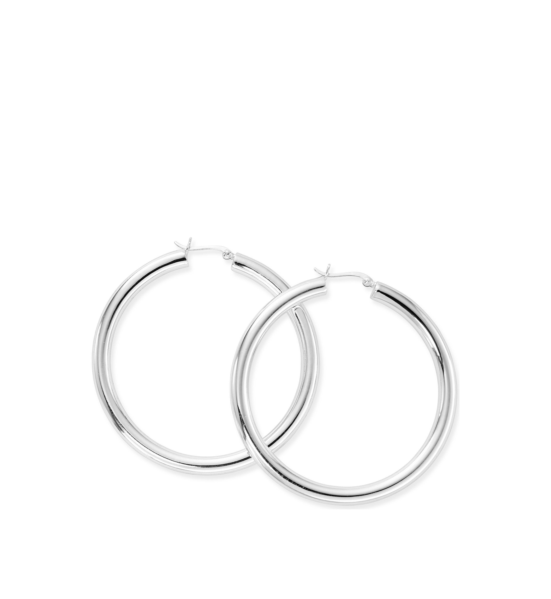 Silver Plated Tube Hoop Earrings