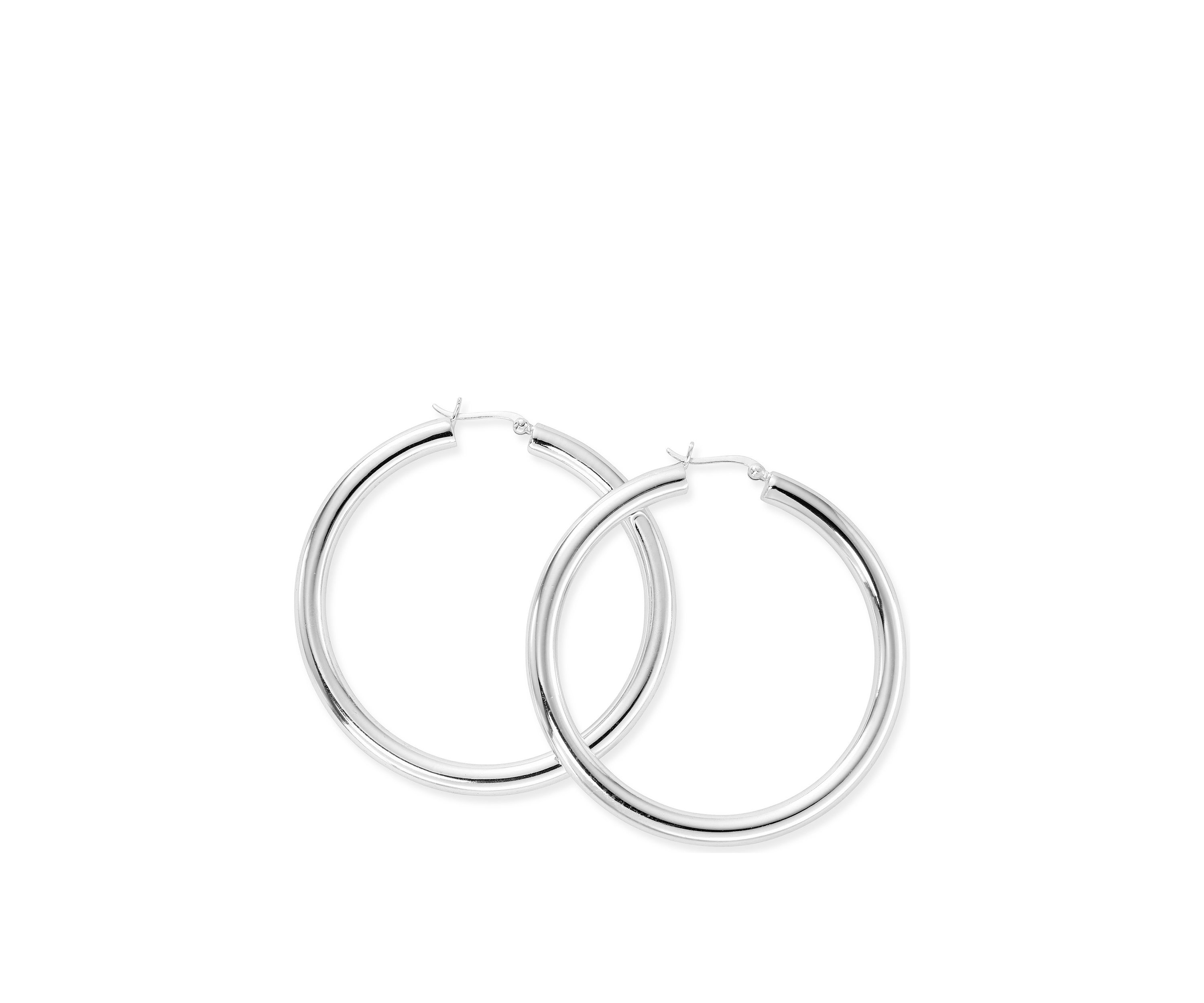 Silver Plated Tube Hoop Earrings