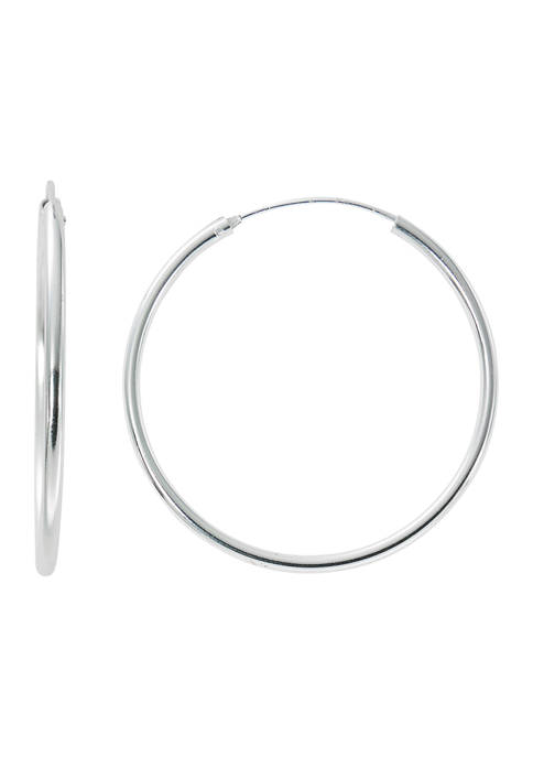 Fine Silver Plated 40 Millimeter Endless Hoops