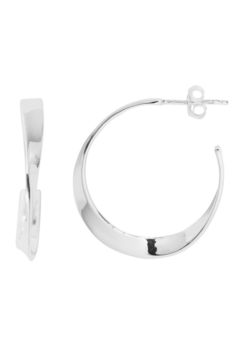 Sterling Silver Twist Hoop Earrings