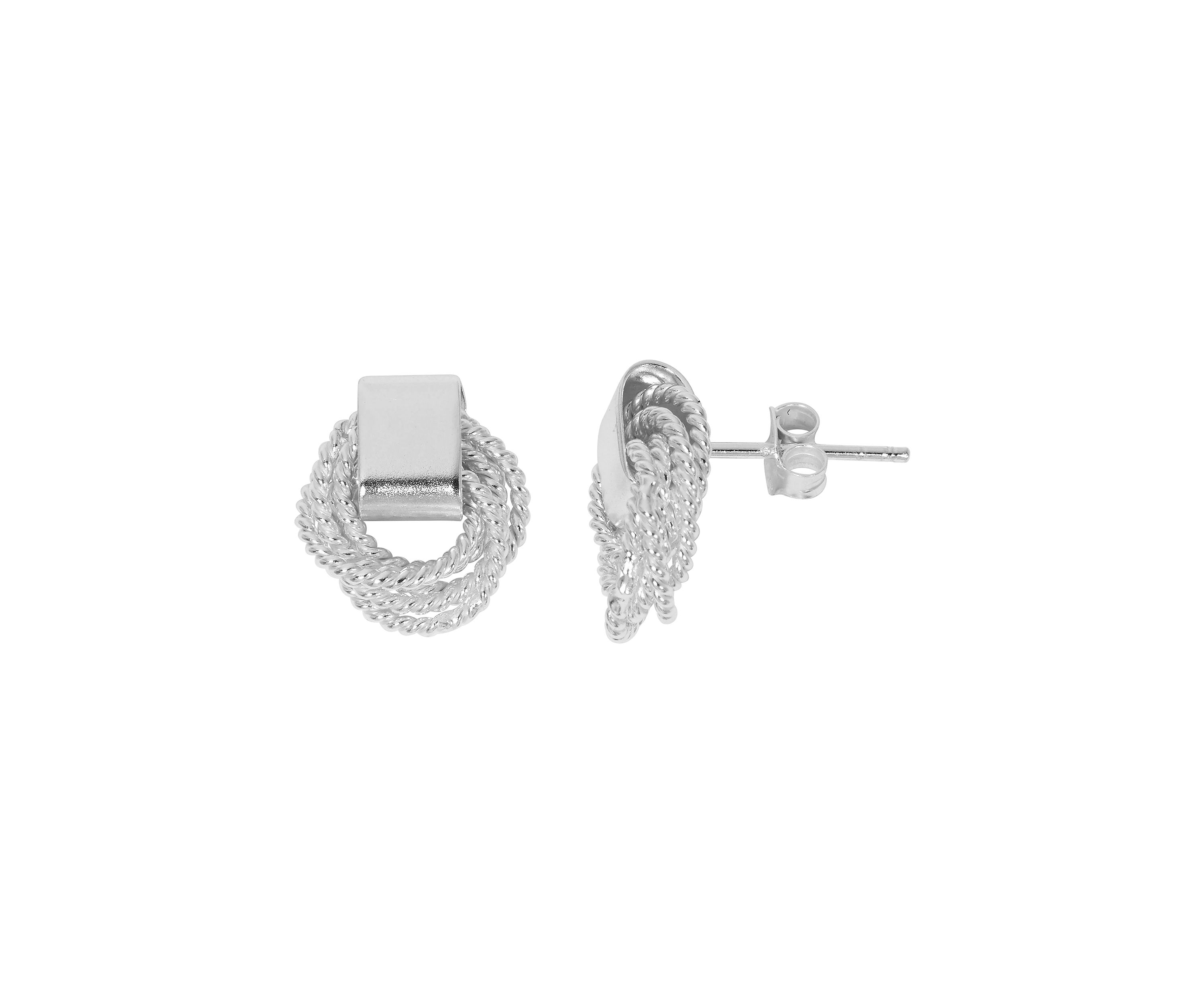 Silver Plated Fancy Love Knot Earrings