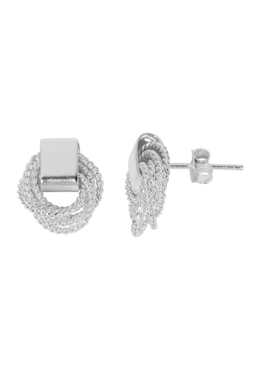 Silver Plated Fancy Love Knot Earrings