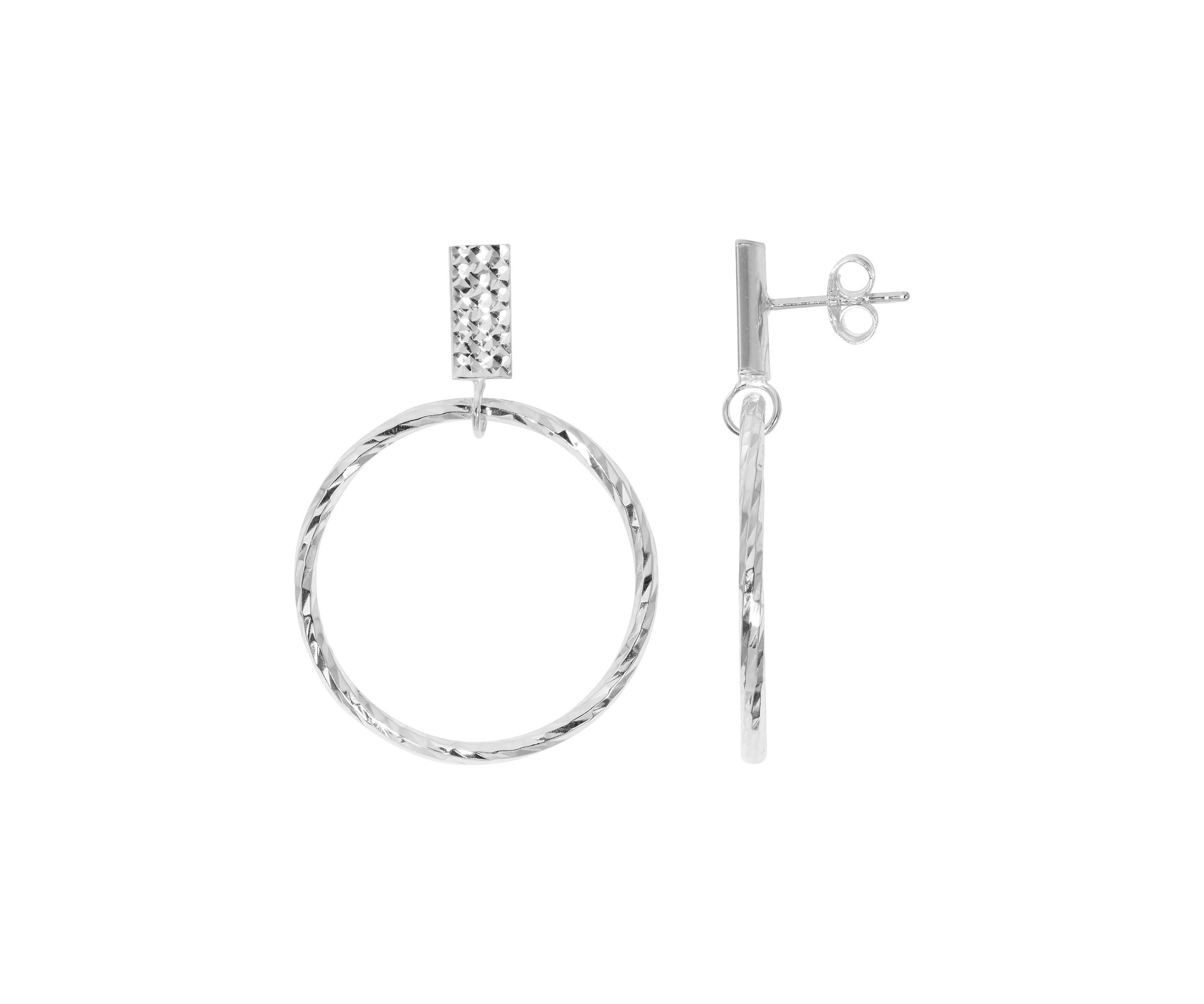 Silver Plated Textured Hoop Earrings