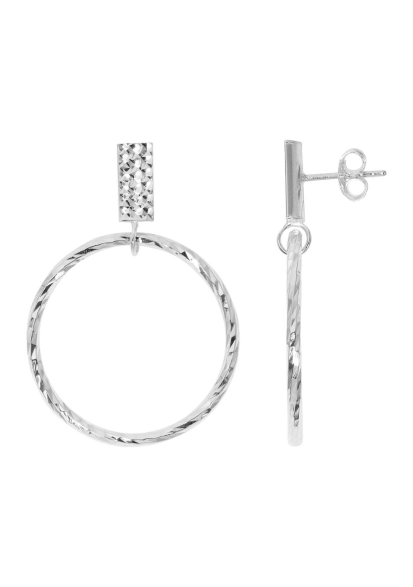 Silver Plated Textured Hoop Earrings