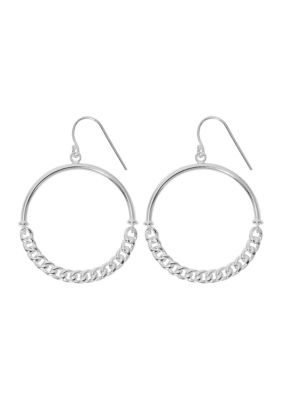 Belk Silverworks Silver Plated Chain Hoop Earrings