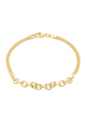 Gold over Sterling Silver Combo Chain Bracelet