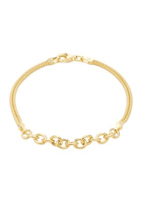 Belk Silverworks Gold over Sterling Silver Combo Chain Bracelet