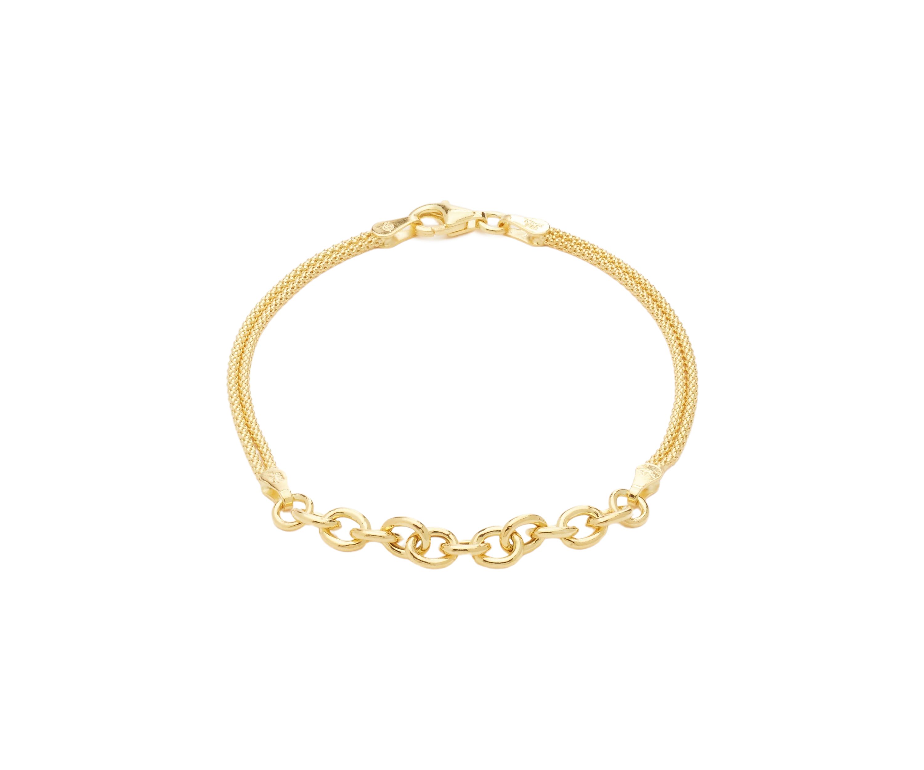 Gold over Sterling Silver Combo Chain Bracelet