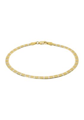 Two-Tone Herringbone Chain Bracelet 