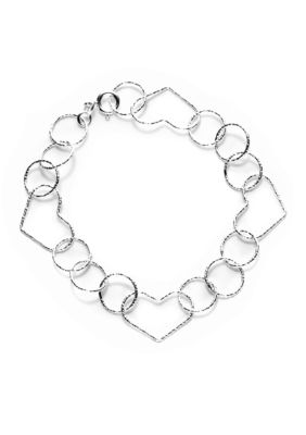 Belk Silverworks Silver Plated Link Open Heart Bracelet