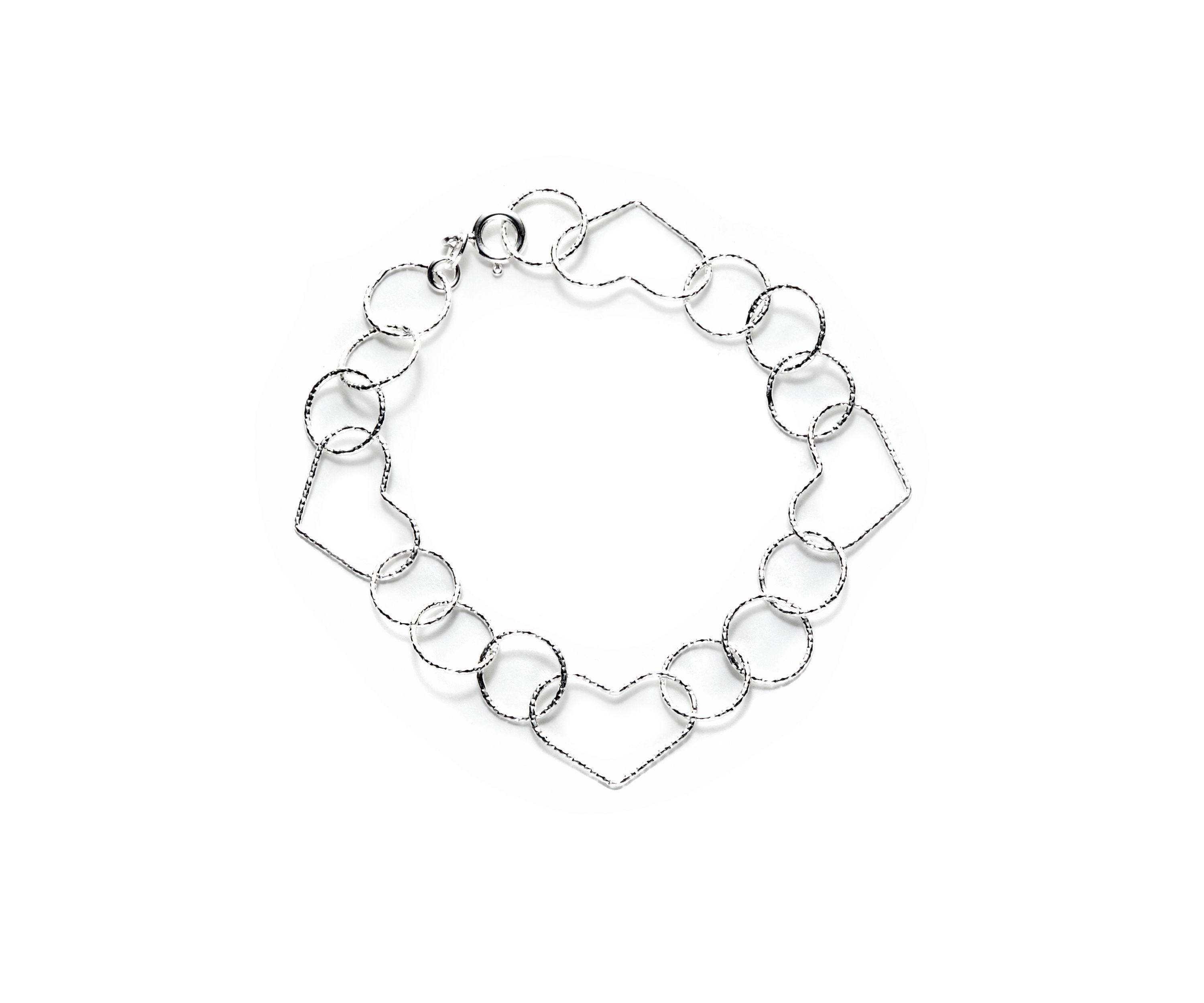 Silver Plated Link Open Heart Bracelet