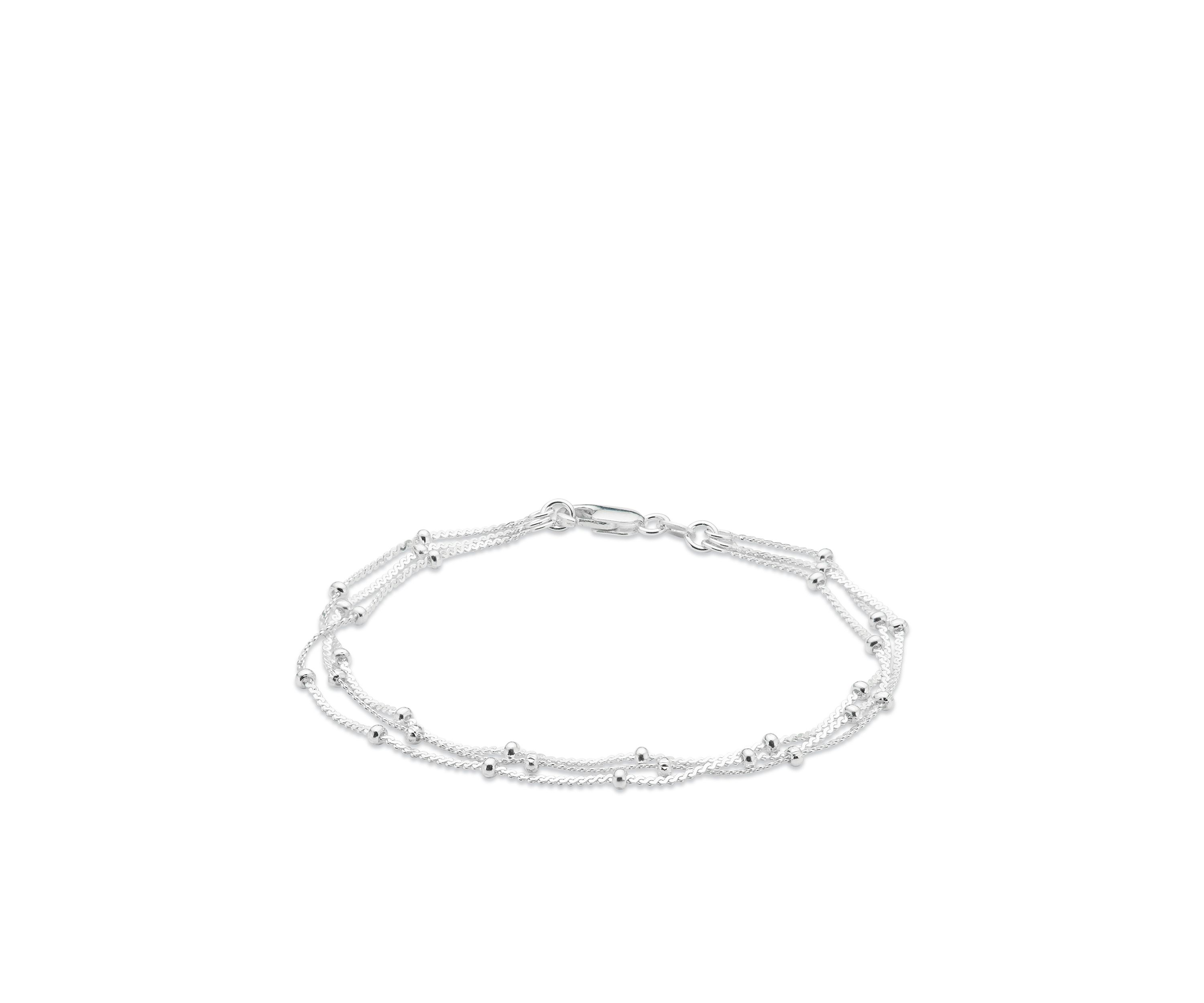 Silver Plated Triple Row Serpentine Chain Bracelet