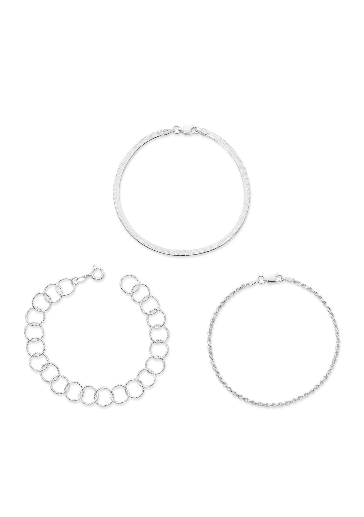 Silver Plated Stackable Bracelets - Set of 3 