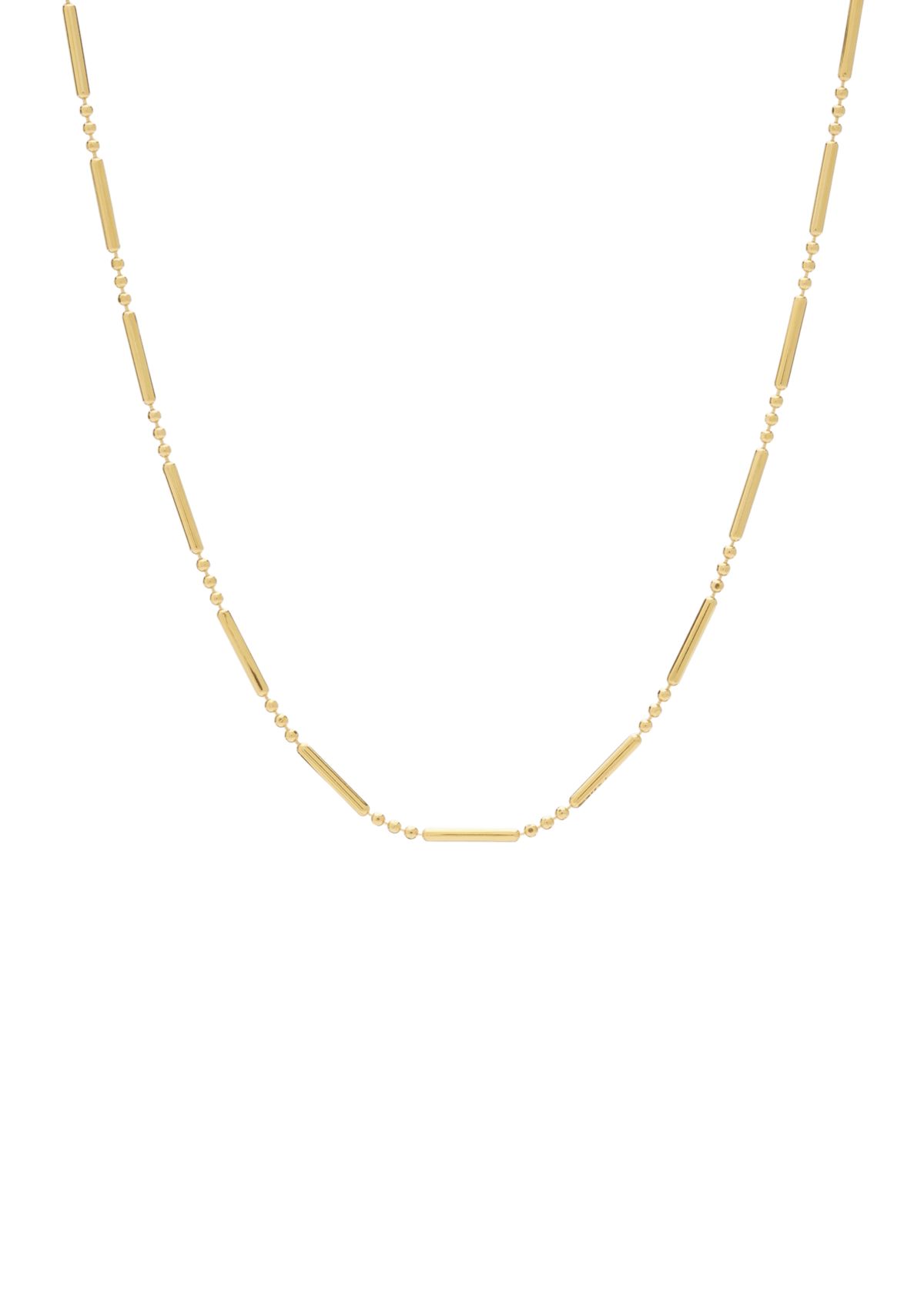 Gold Over Sterling Silver Bar Chain Necklace