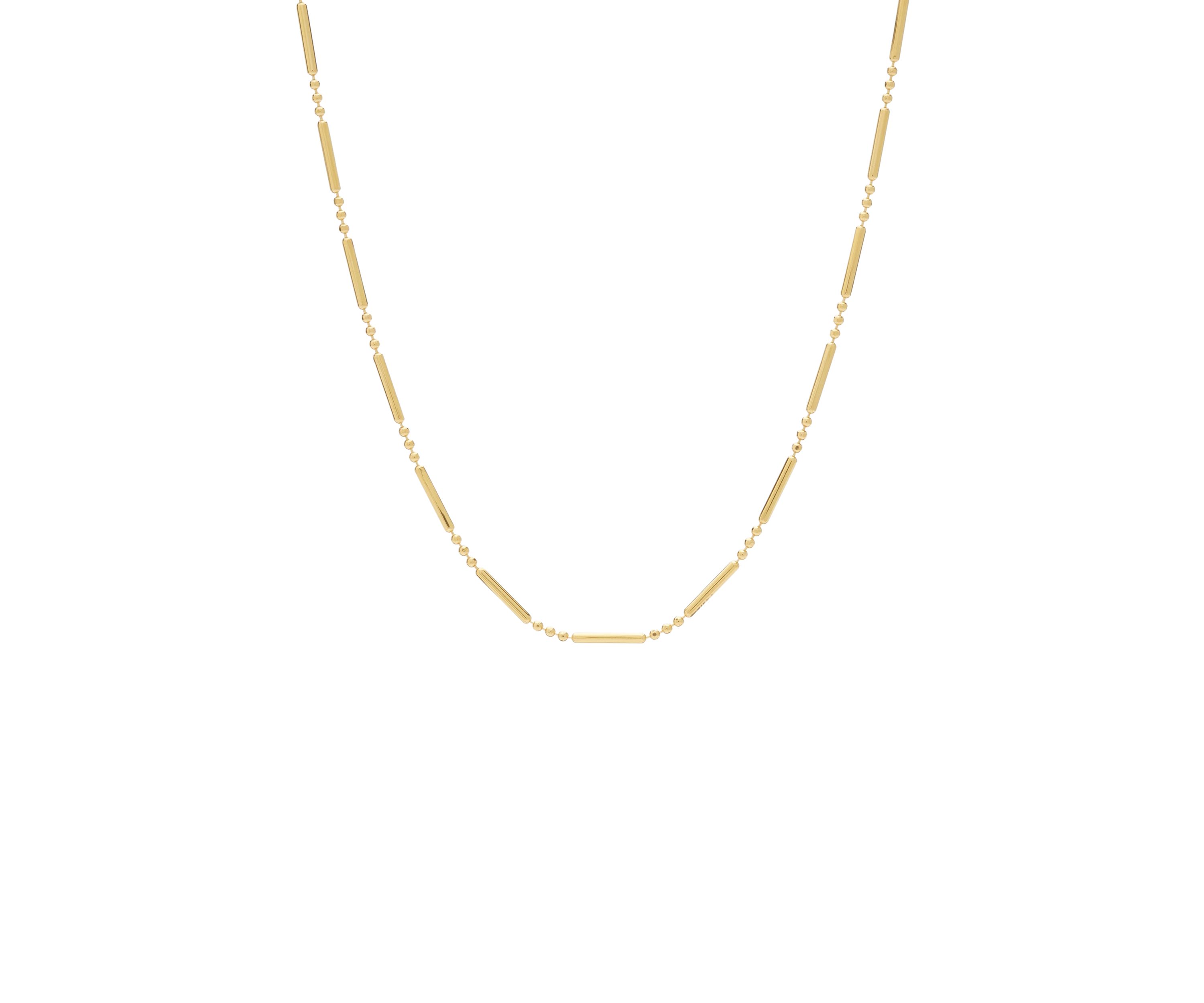 Gold Over Sterling Silver Bar Chain Necklace