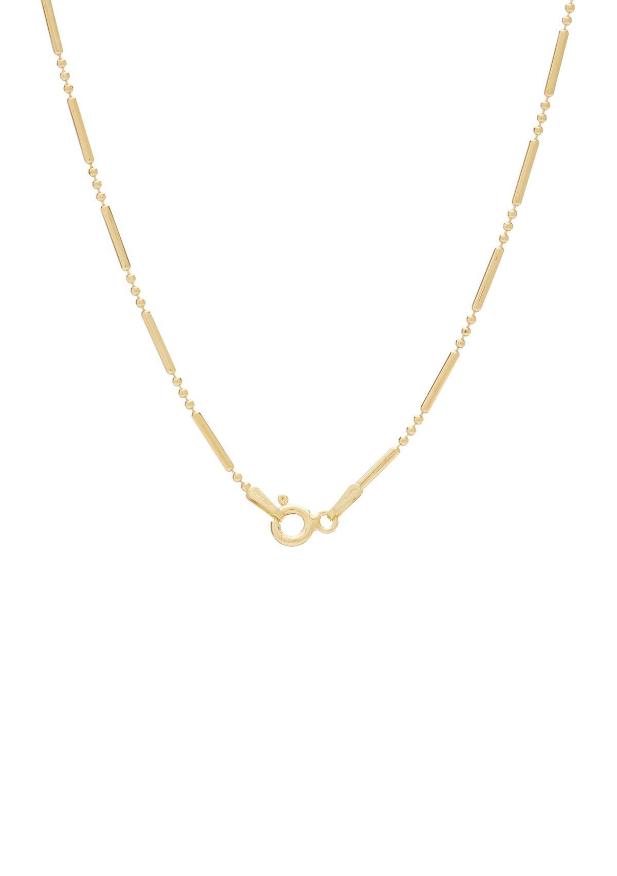 Gold Over Sterling Silver Bar Chain Necklace