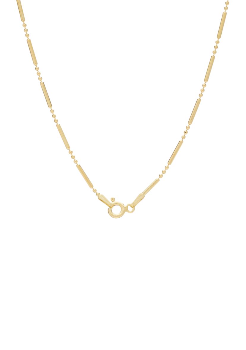 Gold Over Sterling Silver Bar Chain Necklace