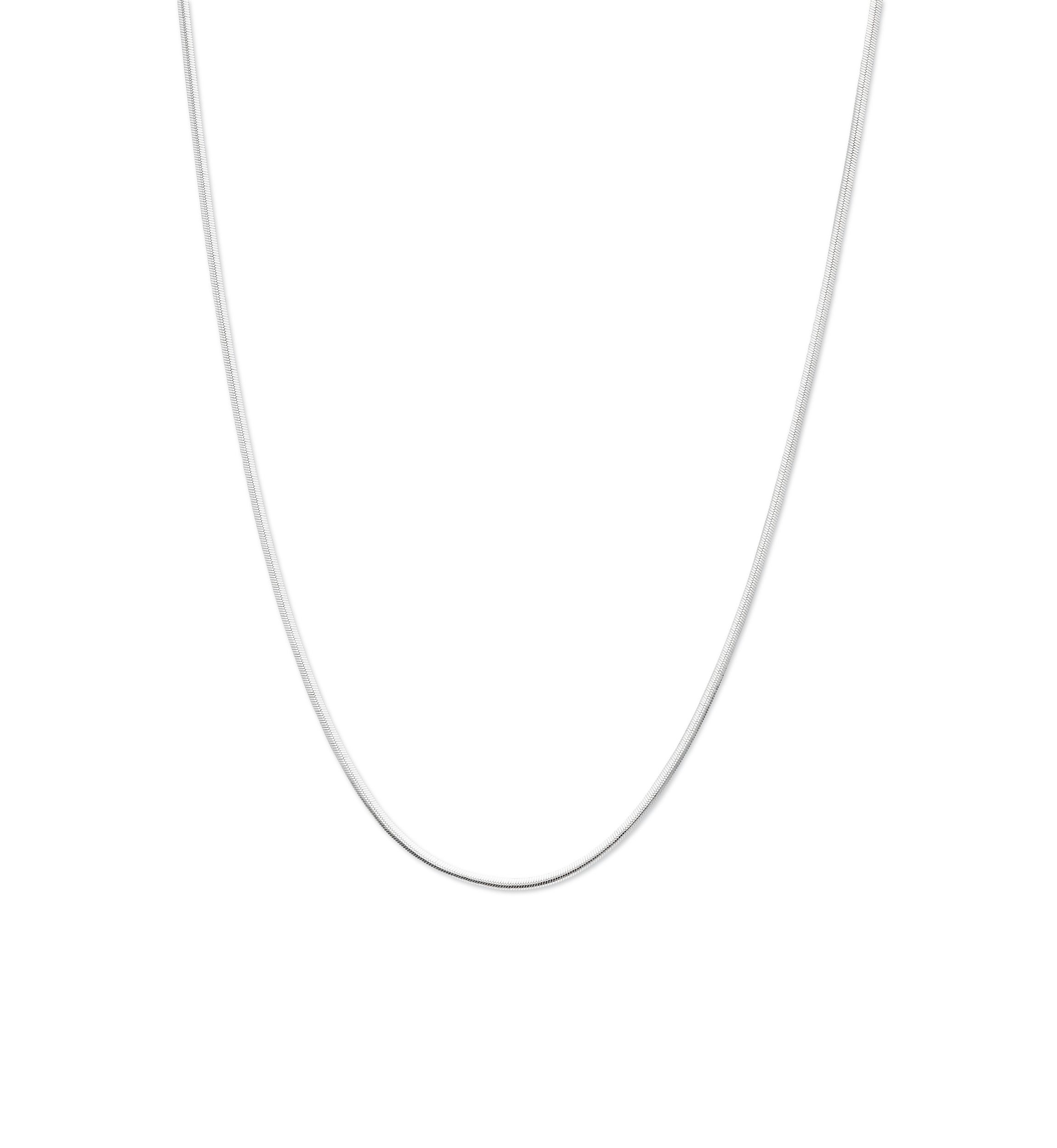 Silver Plated Oval Herringbone Chain Necklace 