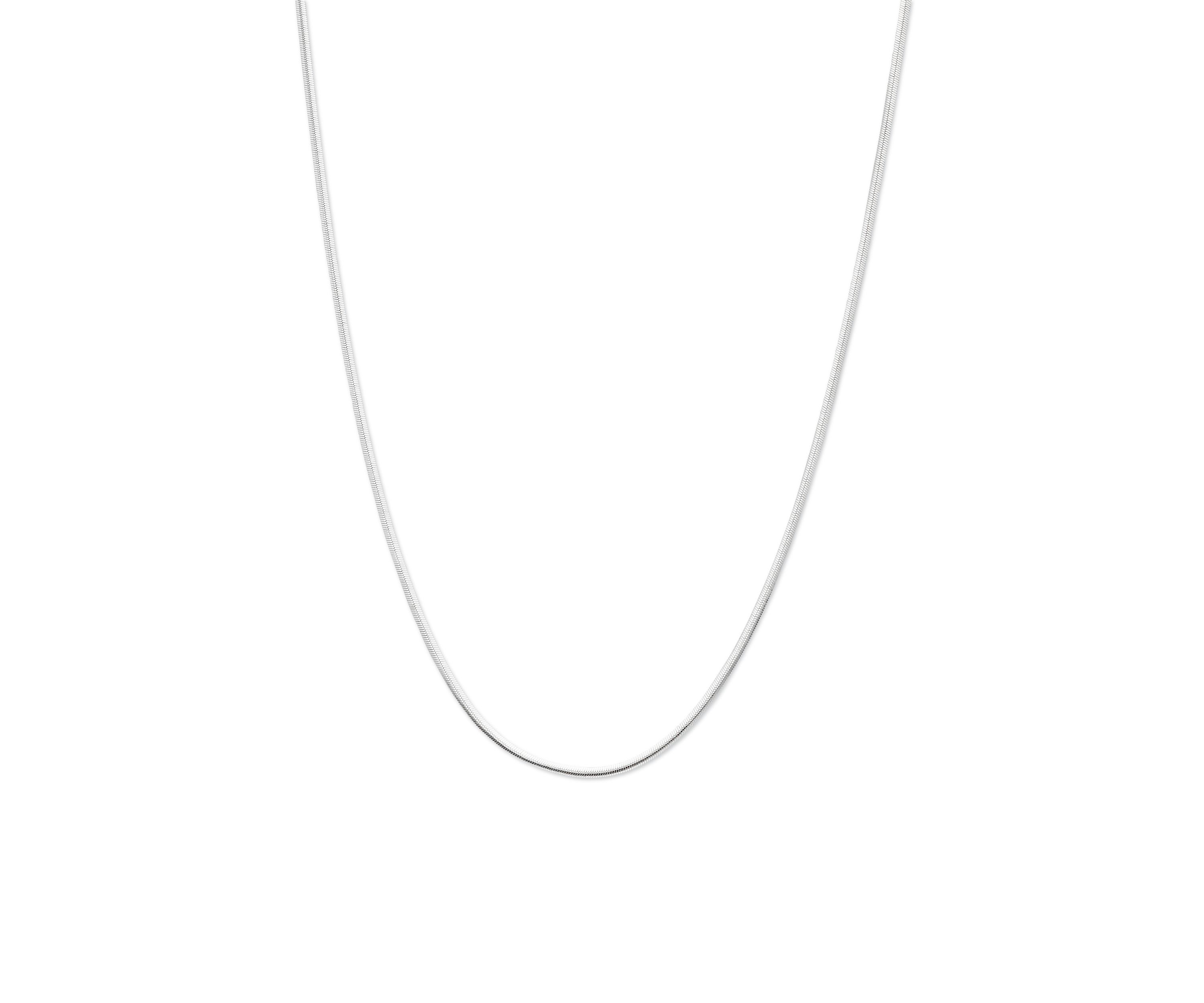 Silver Plated Oval Herringbone Chain Necklace 
