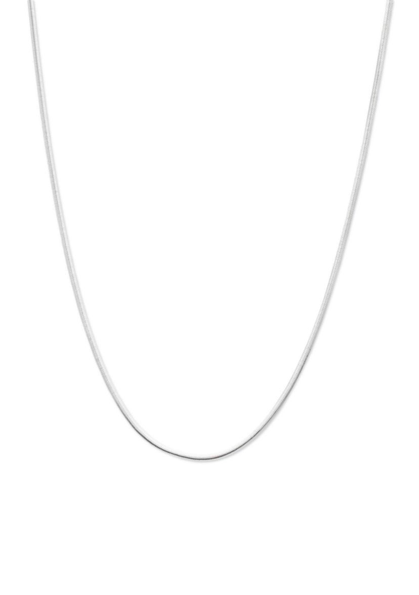 Silver Plated Oval Herringbone Chain Necklace 