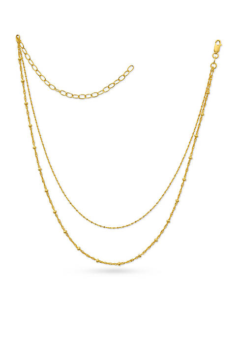 Belk Silverworks Gold-Tone Pure Two-Row Bead Station Chain Necklace | belk
