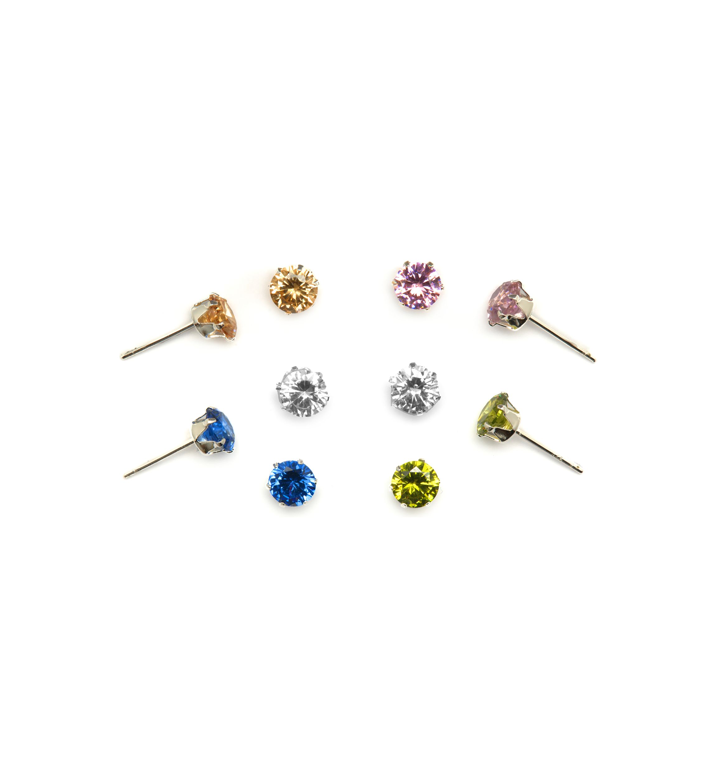 Lab Created Sterling Silver Multi Stud Earrings - 5 Pairs