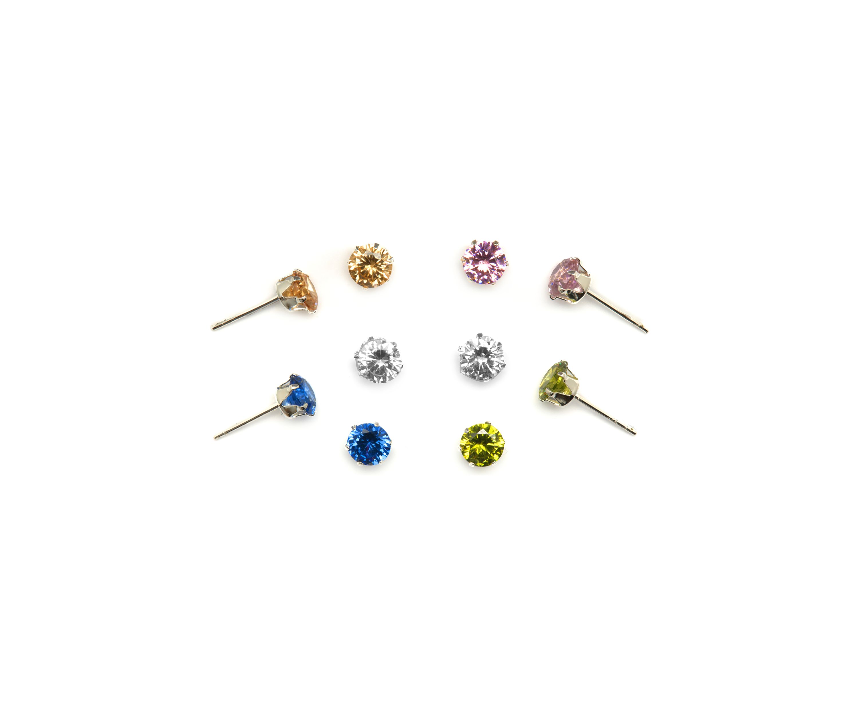 Lab Created Sterling Silver Multi Stud Earrings - 5 Pairs