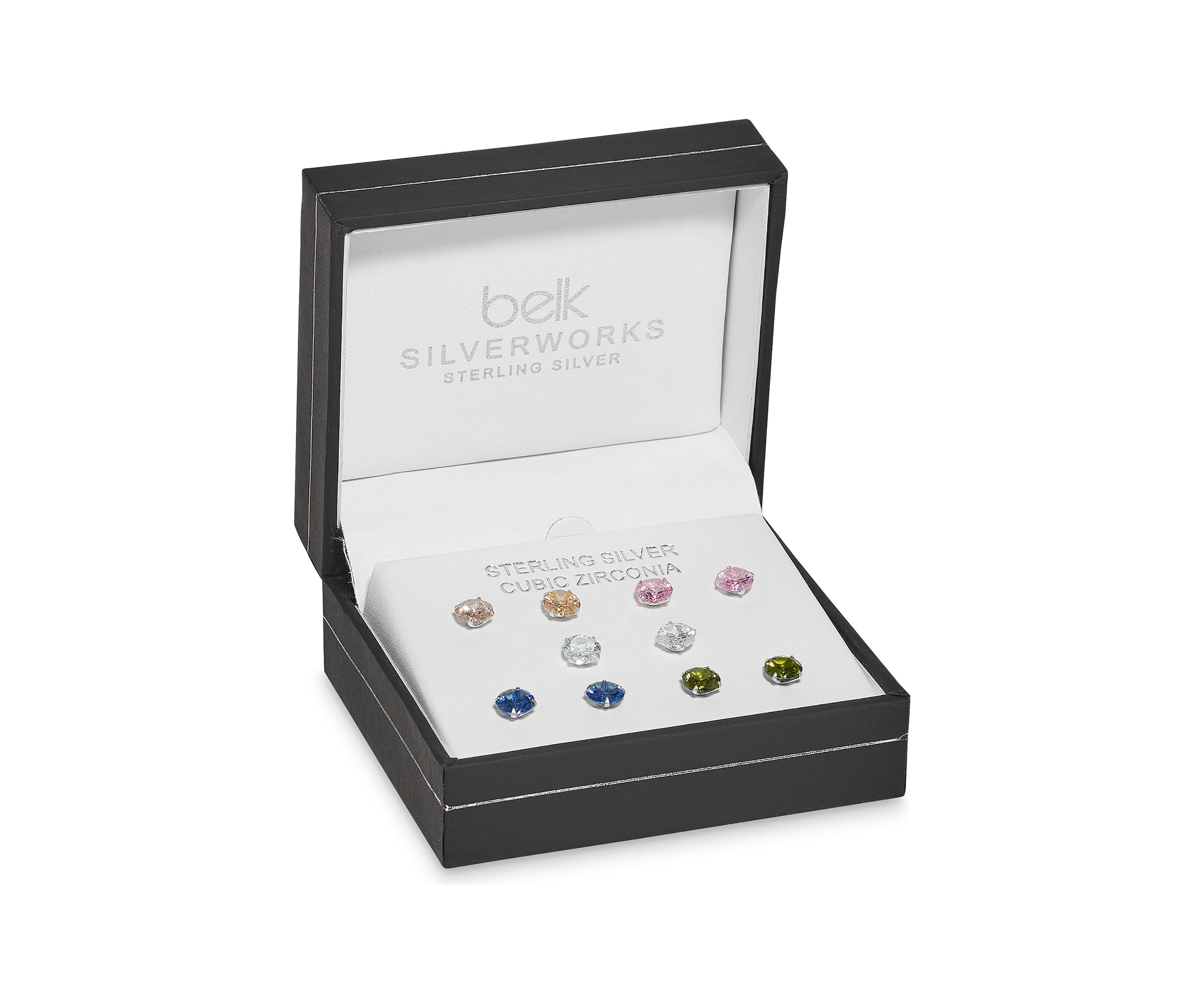 Lab Created Sterling Silver Multi Stud Earrings - 5 Pairs