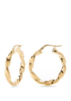 Belk Silverworks 24k Gold Over Sterling Silver Twisted Hoop Earrings | belk