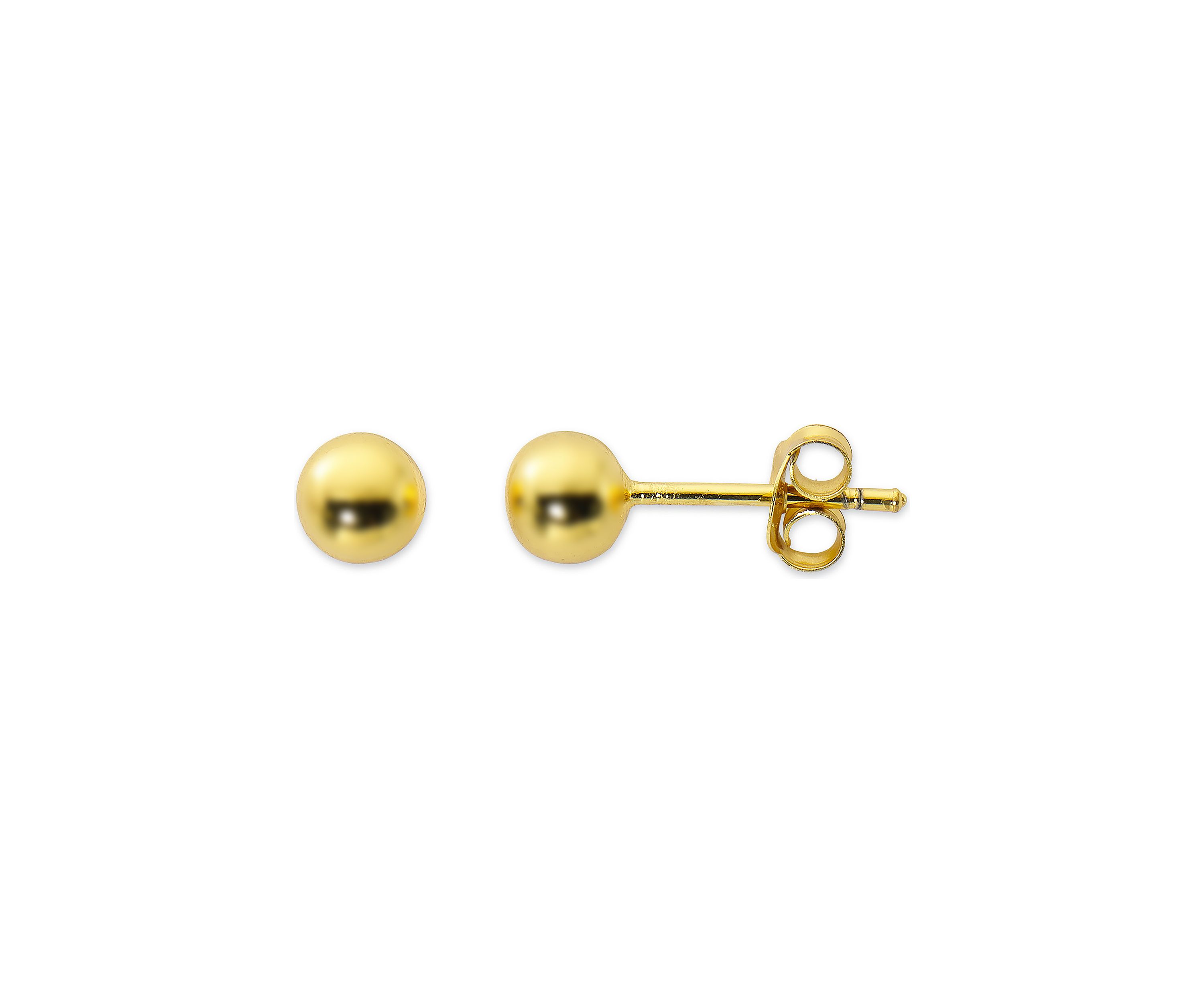 5 Millimeter Ball Button Earrings in 24K Gold Plated Sterling Silver