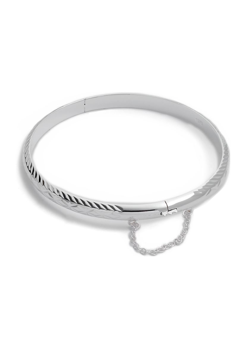 	  Sterling Silver Faceted Bangle 