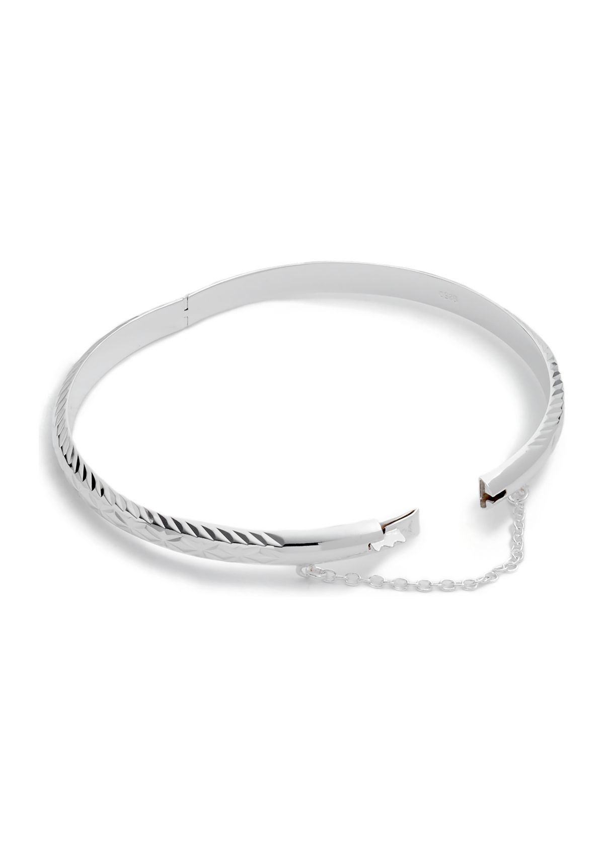 	  Sterling Silver Faceted Bangle 