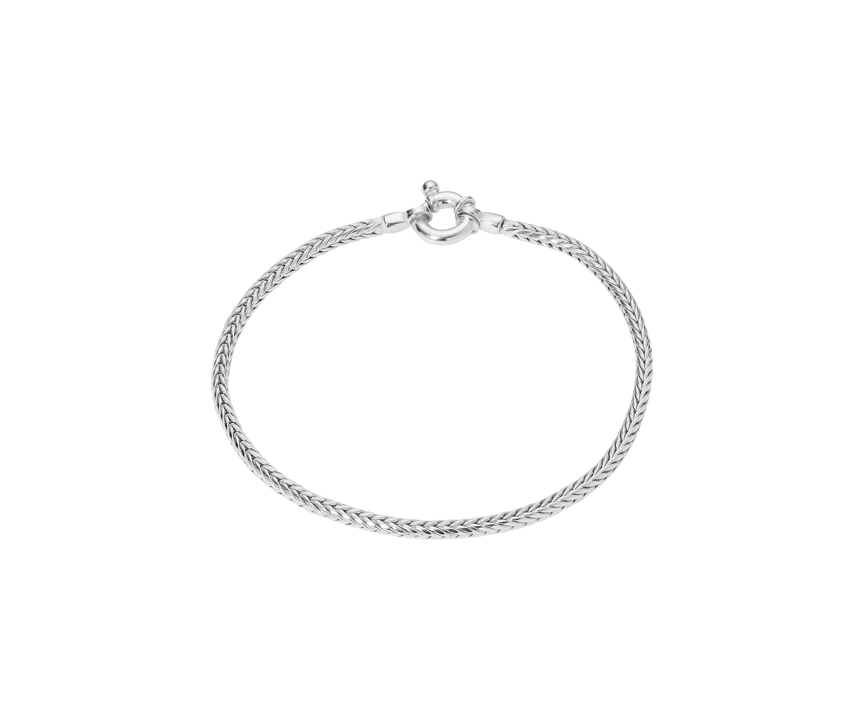 7.5" Sterling Silver Italian Foxtail Chain Bracelet 