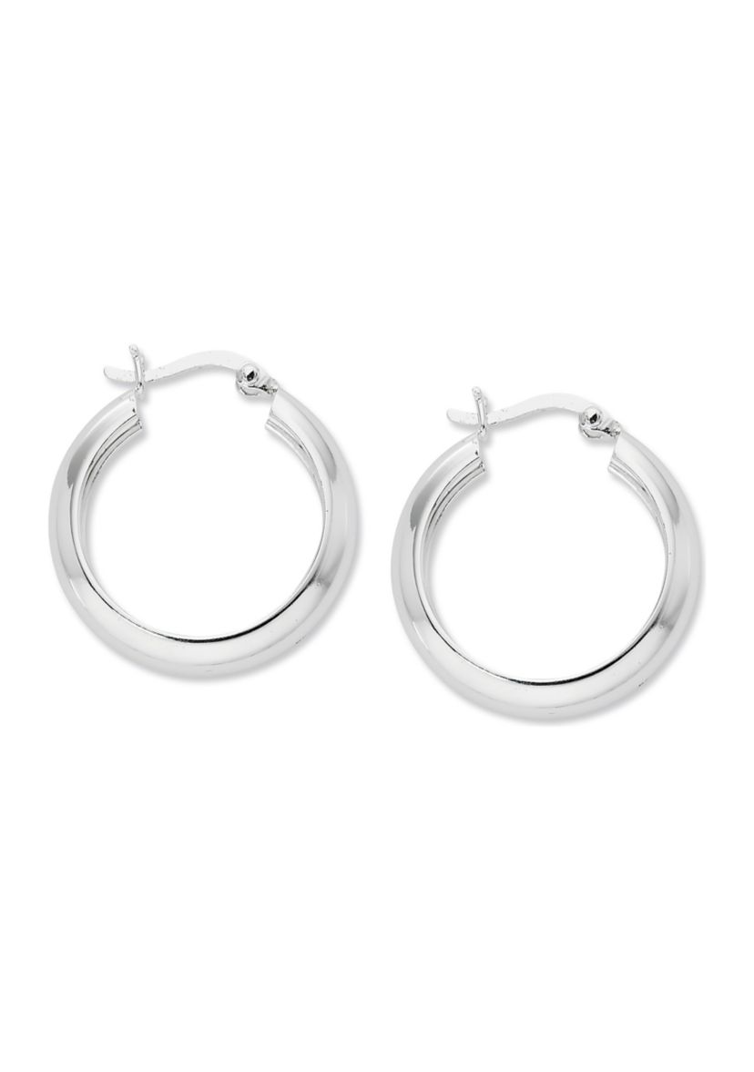 Silver Plated Round Hoop Earrings 