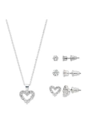 Belk Silverworks Fine Silver Plate Pendant and Earrings Set in Light Up ...